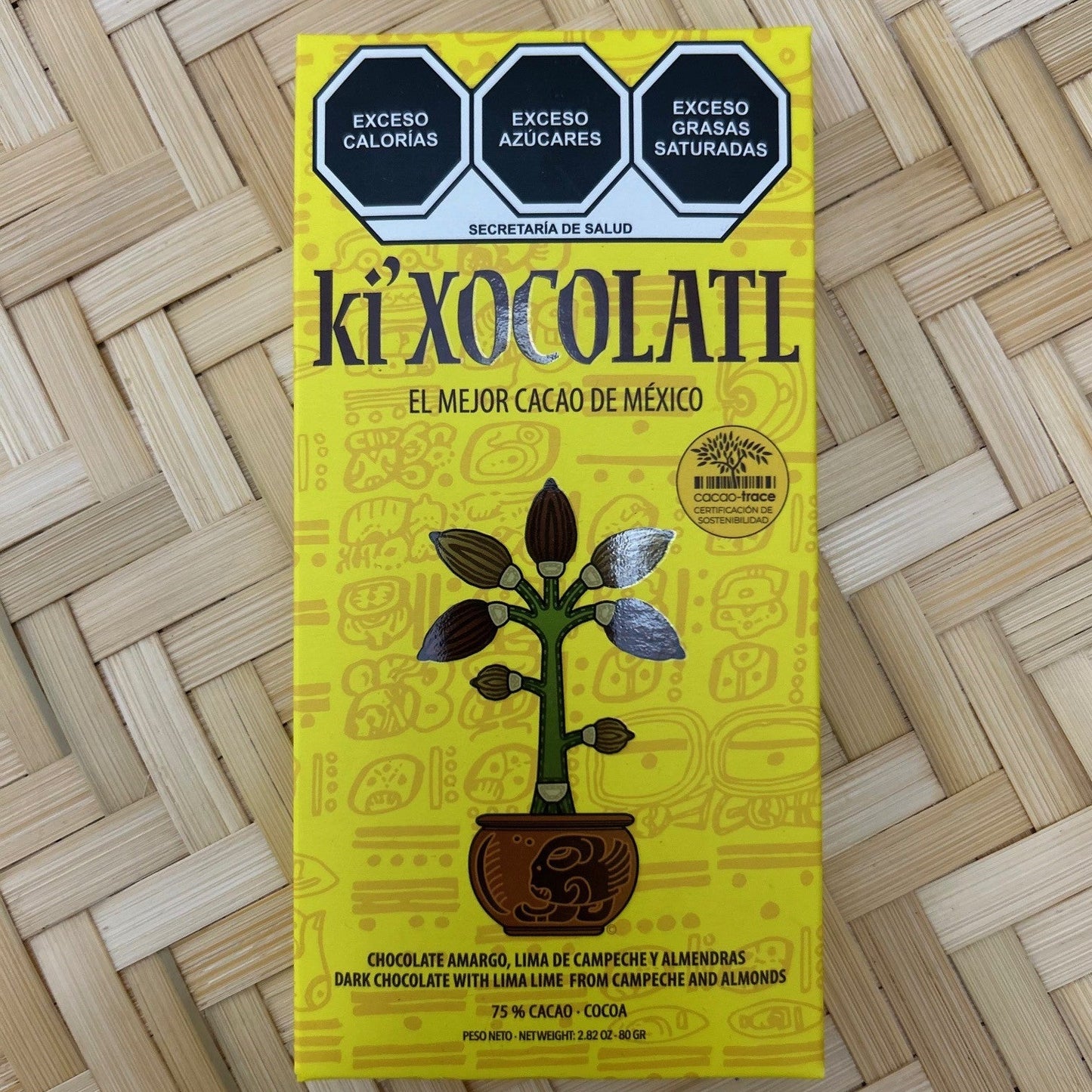 Semi-Bitter Chocolate with Campeche lime and almonds 75% cacao, 80g