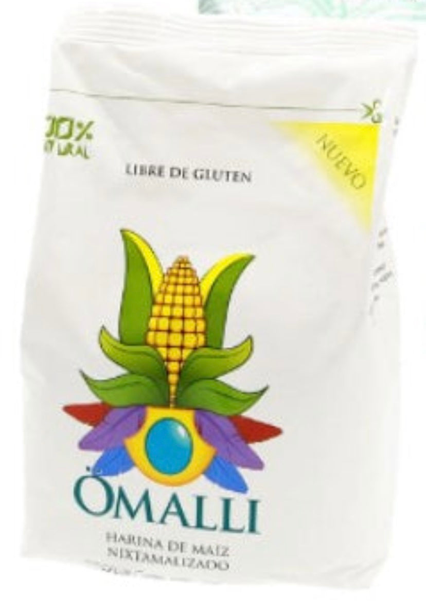 WHITE Nixtamalized corn flour OMALLI. 800g