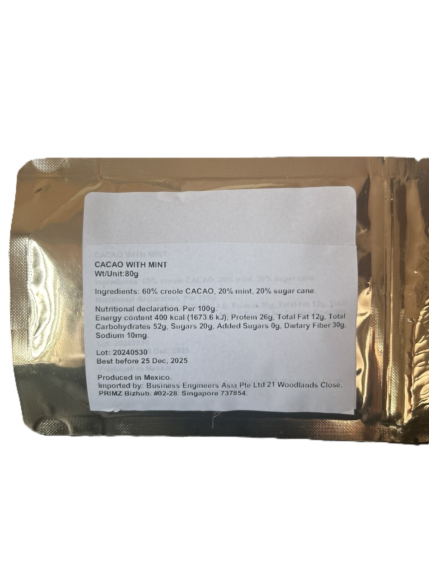 Cacao powder with mint, 80gr.