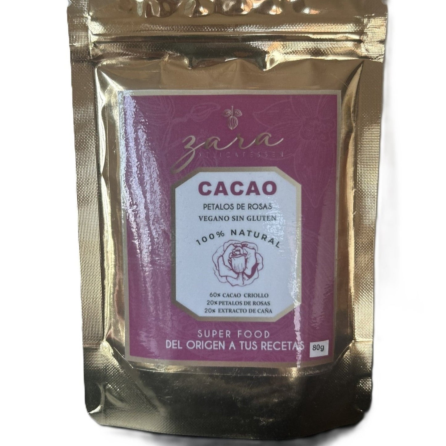 Cacao powder with rose petals, 80gr.