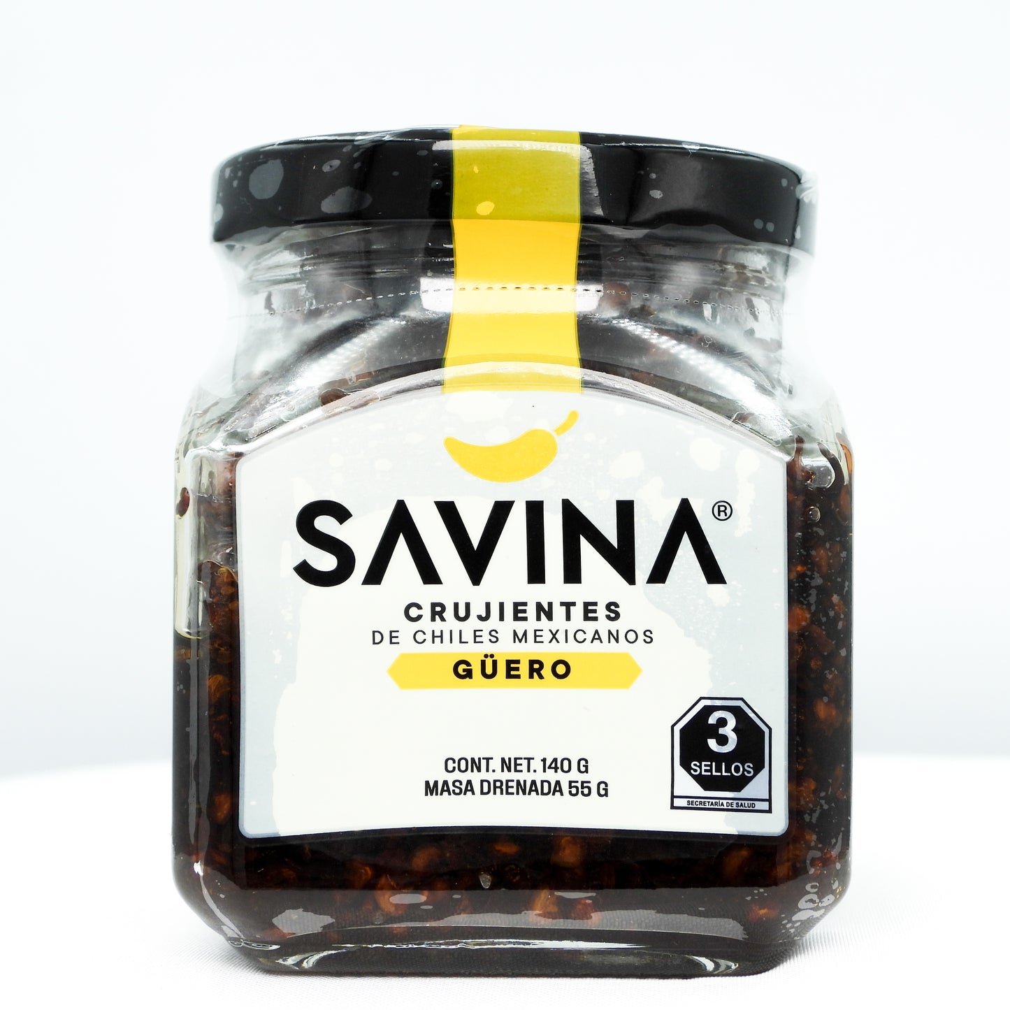 Crispy sliced “güero” chilli, not spicy, 140g.