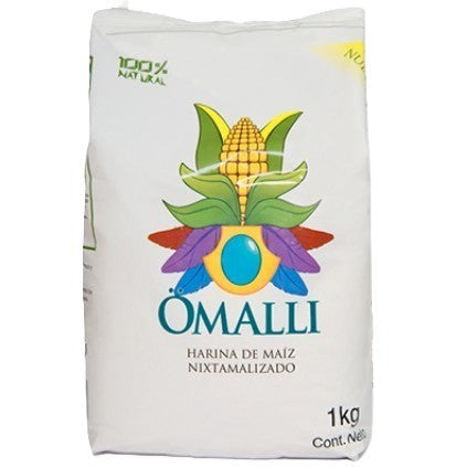 WHITE Nixtamalized corn flour OMALLI. 800g