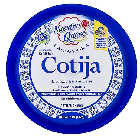 Queso COTIJA, 450g, frozen, grated.