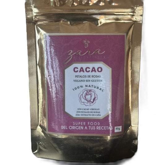 Cacao powder with rose petals, 80gr.