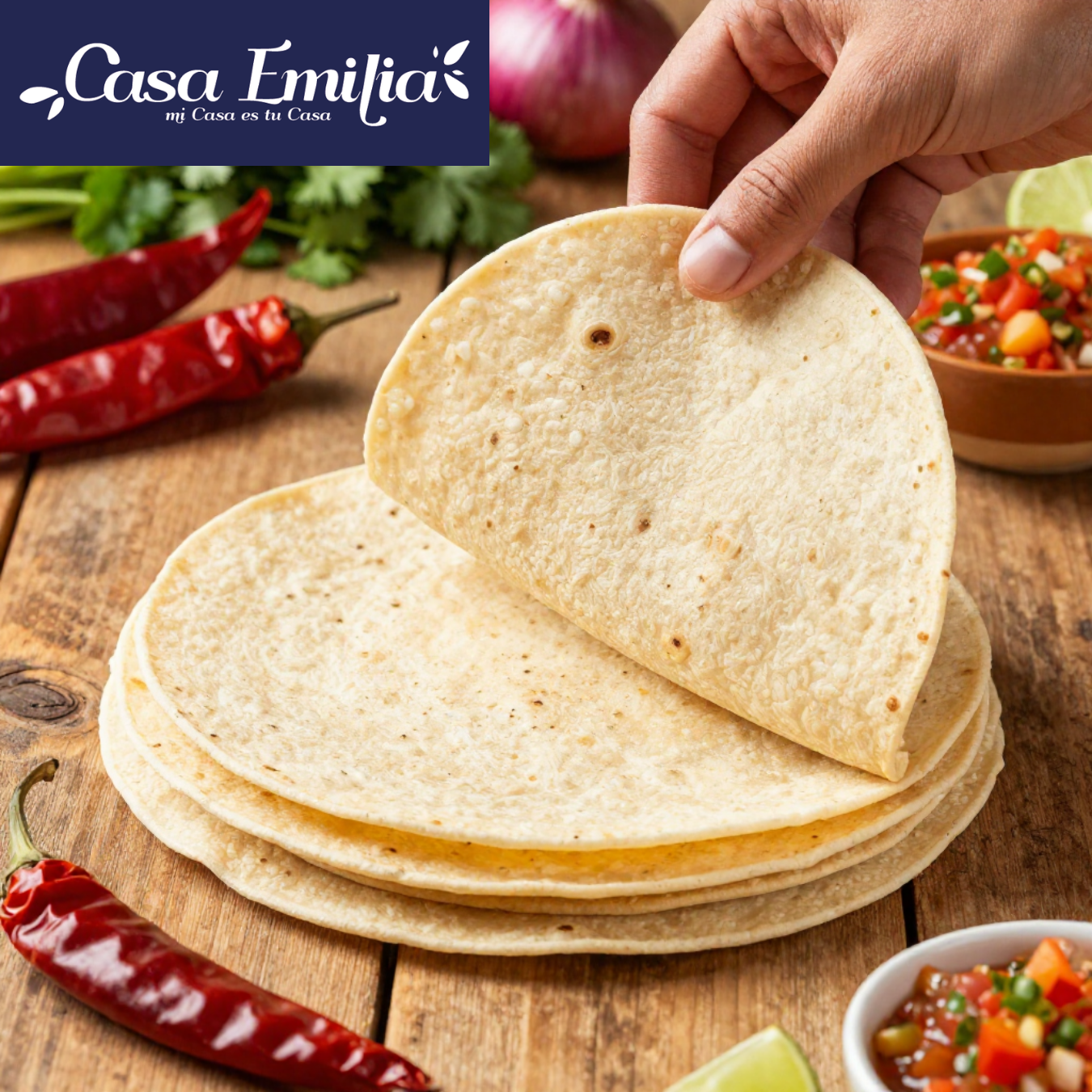 Casa Emilia - WHITE Corn Tortillas, vacuum-packed (500g) - From Mexico
