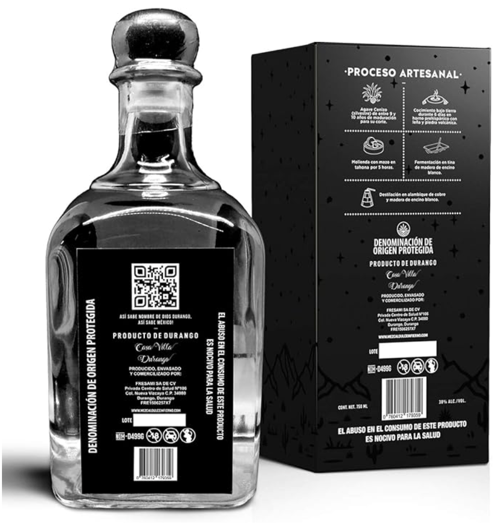 Dulce Infiero - Mezcal 100% Agave Cenizo Joven (750ml)